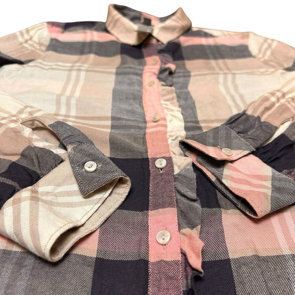 NEW AERIE SZ M LONG TUNIC STYLE BUTTON UP FLANNEL SHIRT PLAID TOP - Picture 3 of 9